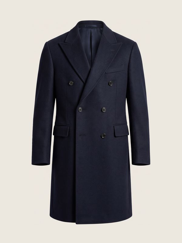 Bolmandi navy double breasted overcoat