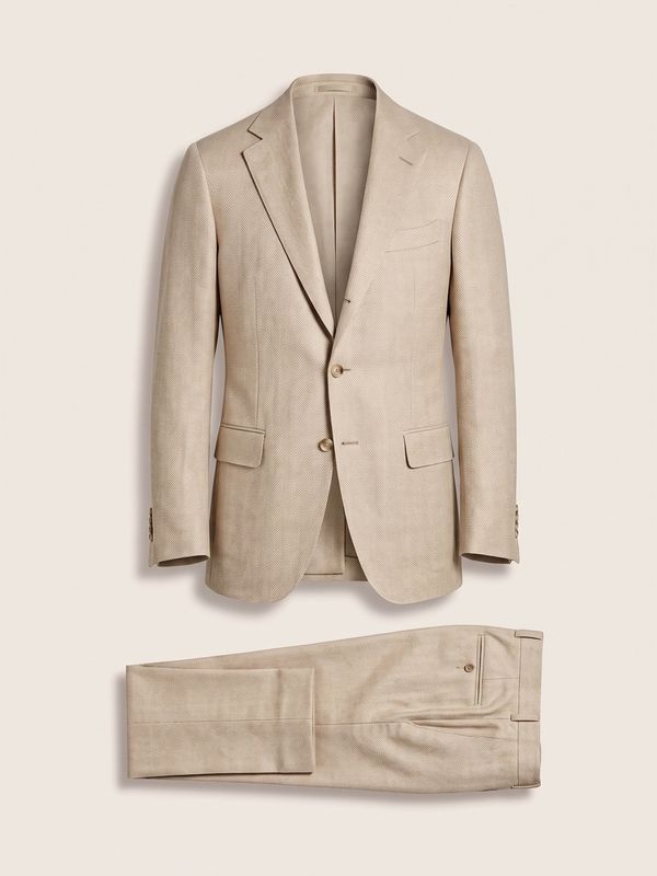 Bolmandi sand herringbone suit